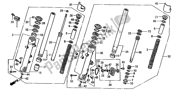 Todas as partes de Garfo Dianteiro do Honda ST 1100 1991