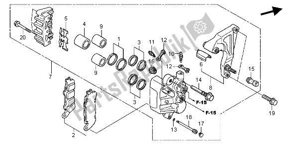 Alle onderdelen voor de Achter Remklauw van de Honda GL 1800 2013