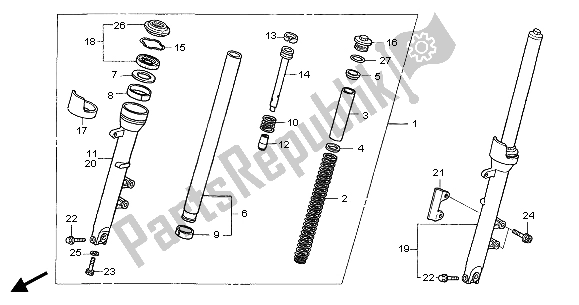 All parts for the Front Fork of the Honda CBF 500A 2007