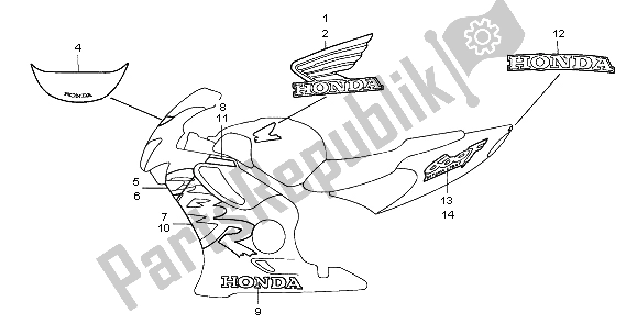 Alle onderdelen voor de Streep van de Honda CBR 600F 2000