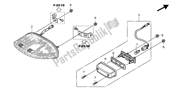 All parts for the Taillight of the Honda CBF 1000 FTA 2010