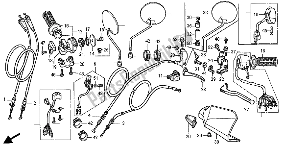 Todas as partes de Alavanca De Manivela E Interruptor E Cabo do Honda XR 400R 1996