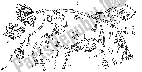 All parts for the Wire Harness of the Honda VT 600C 1989