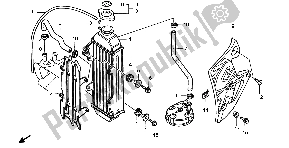 All parts for the Radiator of the Honda CR 80R SW 1998