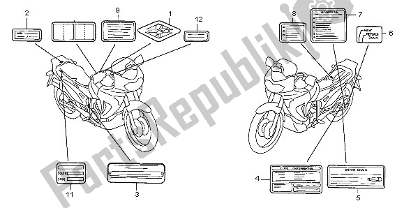 All parts for the Caution Label of the Honda XL 650V Transalp 2005