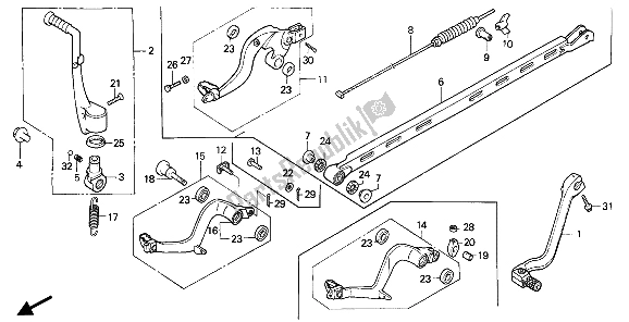 Todas las partes para Cambiar Pedal Y Pedal De Freno Y Brazo De Arranque de Honda CR 250R 1989