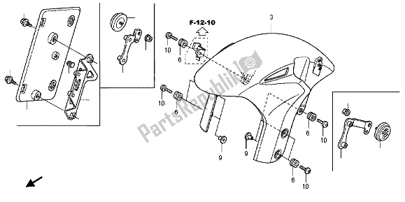 All parts for the Front Fender of the Honda VFR 1200 FD 2012