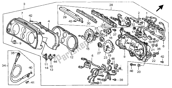 All parts for the Meter (mph) of the Honda ST 1100A 1996