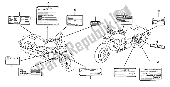 Todas las partes para Etiqueta De Precaución de Honda VT 750C2 1998