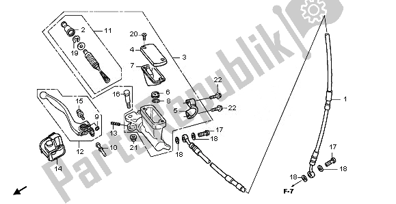 All parts for the Fr. Brake Master Cylinder of the Honda CRF 450R 2011