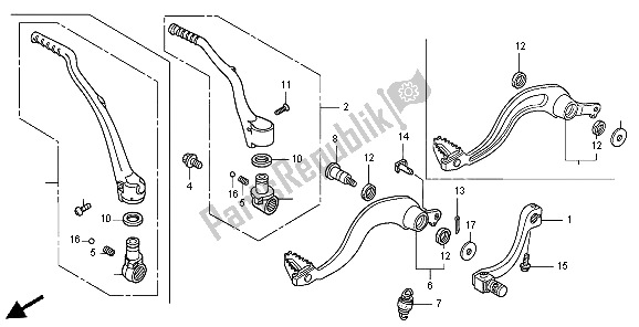 All parts for the Pedal & Kick Starter Arm of the Honda CRF 450R 2004