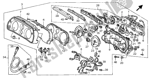 All parts for the Meter (kmh) of the Honda ST 1100A 1998
