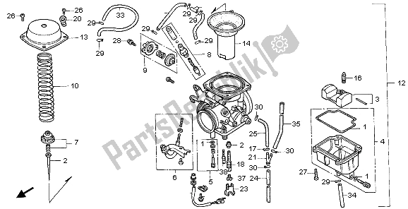 Tutte le parti per il Carburatore del Honda NX 650 1995