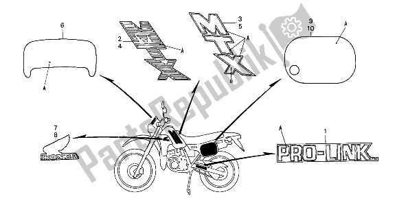 Todas las partes para Etiqueta de Honda MTX 200 RW 1985