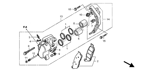 All parts for the Front Brake Caliper of the Honda VT 750C2B 2010