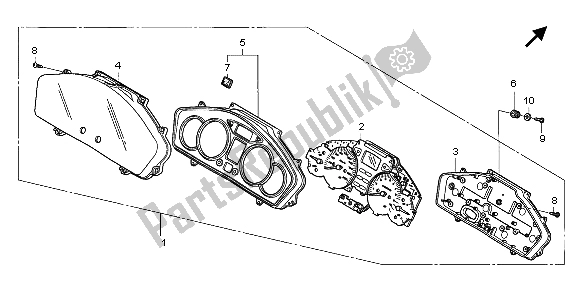 All parts for the Meter (mph) of the Honda NT 700V 2007