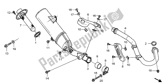 All parts for the Exhaust Muffler of the Honda CRF 250X 2006