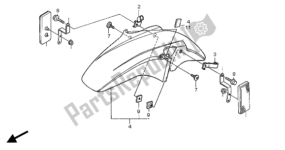 Todas las partes para Guardabarros Delantero de Honda CB 900F Hornet 2004