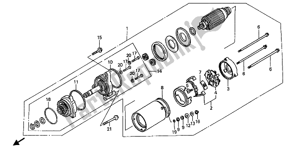 All parts for the Starting Motor of the Honda GL 1500 SE 1991