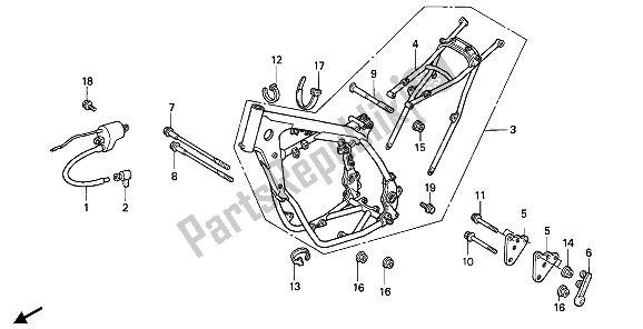 All parts for the Frame Body of the Honda CR 500R 1 1992