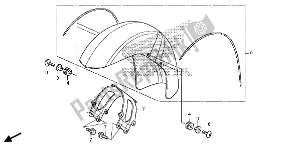 Tutte le parti per il Parafango Anteriore del Honda VT 750 CS 2013