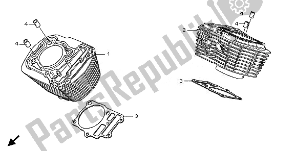 All parts for the Cylinder of the Honda VT 1300 CXA 2010