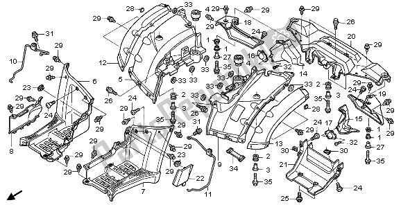 Tutte le parti per il Parafango Posteriore del Honda TRX 650 FA Fourtrax Rincon 2003