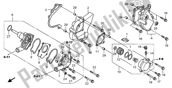 All parts for the Water Pump of the Honda CBF 1000 FSA 2010