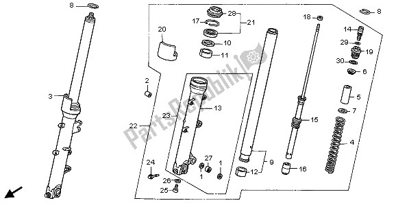 All parts for the Front Fork of the Honda VFR 800 2006