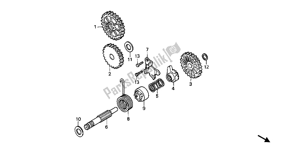 All parts for the Kick Starter Spindle of the Honda NSR 50S 1993