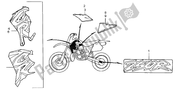 All parts for the Stripe & Mark of the Honda CR 250R 1995