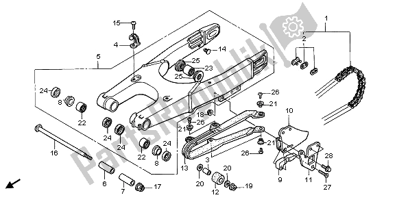 All parts for the Swingarm of the Honda CR 80R SW 2000