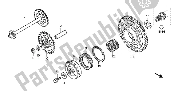 All parts for the Starting Clutch of the Honda CB 1000R 2011