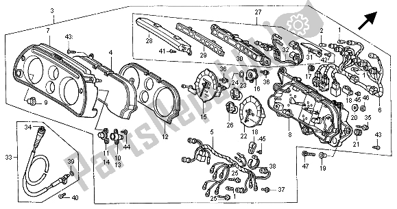 All parts for the Meter (mph) of the Honda ST 1100 2000