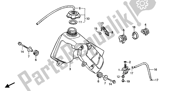 All parts for the Fuel Tank of the Honda CR 80R 1992