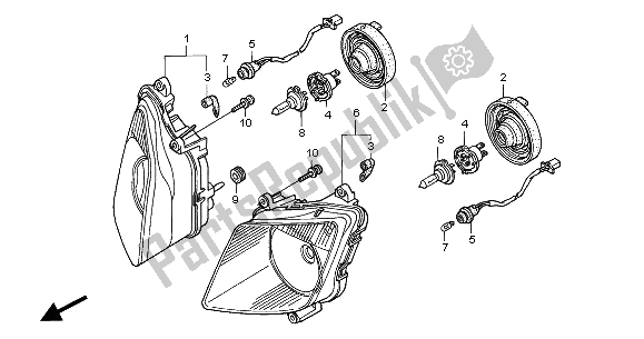 All parts for the Headlight (eu) of the Honda VTR 1000 SP 2000