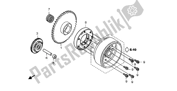 All parts for the Starting Clutch of the Honda ANF 125 2010