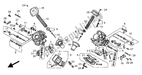 Tutte le parti per il Carburatore (parti Componenti) del Honda XL 650V Transalp 2000