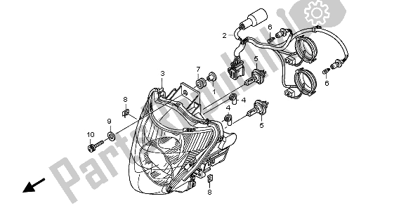 All parts for the Headlight (uk) of the Honda CB 600F3 Hornet 2009