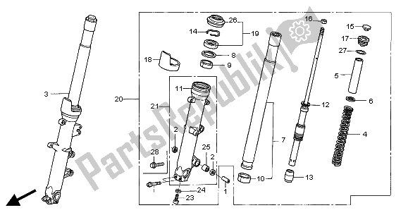 All parts for the Front Fork of the Honda ST 1300 2004