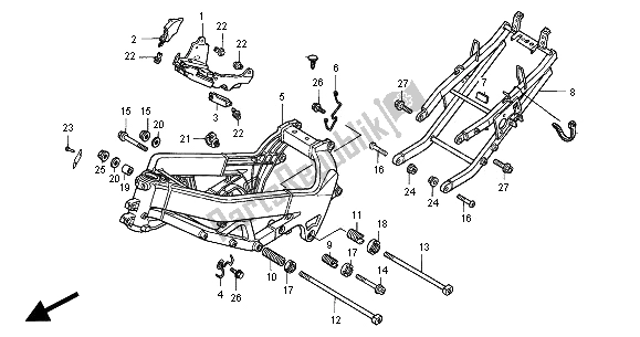 Tutte le parti per il Corpo Del Telaio del Honda VTR 1000F 2000