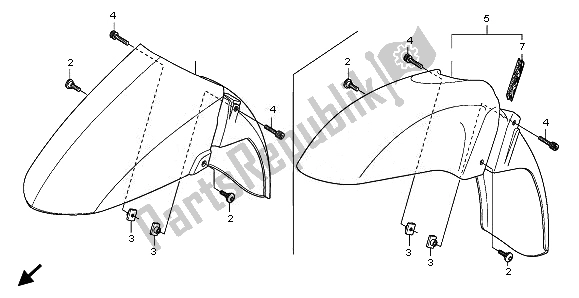 All parts for the Front Fender of the Honda FES 125A 2008