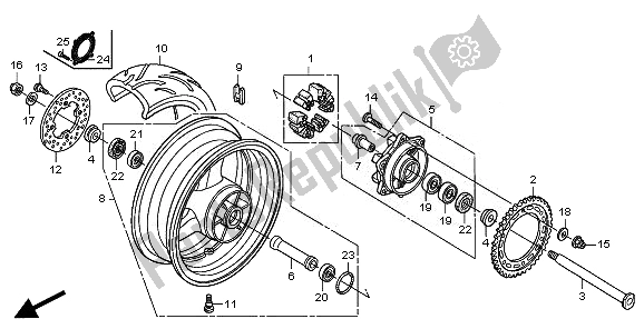 All parts for the Rear Wheel of the Honda CBR 600 RA 2011