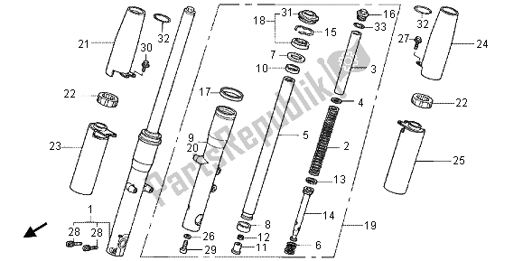 Todas las partes para Tenedor Frontal de Honda VT 750 CA 2006