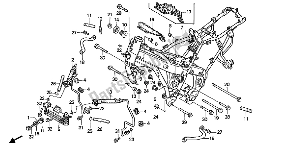 Toutes les pièces pour le Corps De Châssis Et Refroidisseur D'huile du Honda CBR 1000F 1993