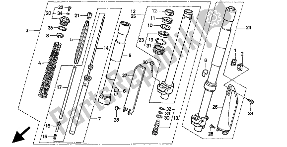 All parts for the Front Fork of the Honda CR 500R 1994