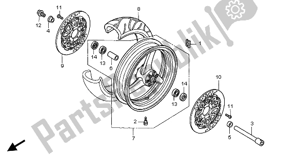 All parts for the Front Wheel of the Honda CBR 900 RR 2002