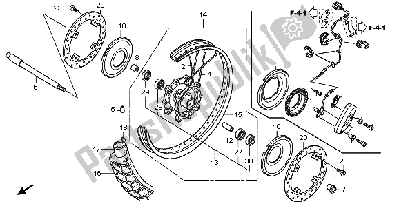 All parts for the Front Wheel of the Honda XL 700V Transalp 2009