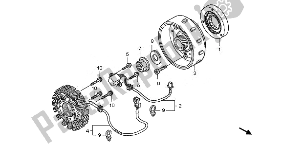 All parts for the Generator of the Honda PES 150R 2010