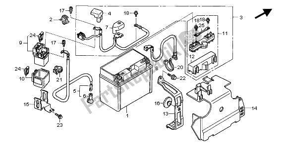 All parts for the Battery of the Honda ST 1300A 2002